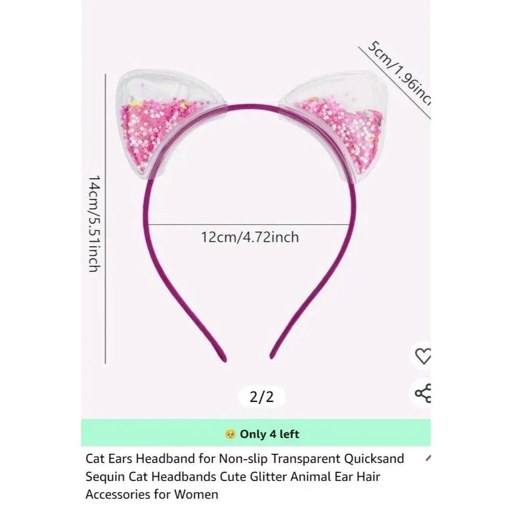 Cat Ears Headband Pink Glitter Confetti
